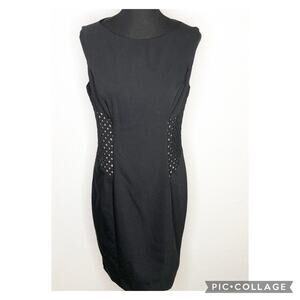 Cache black sleeveless mesh woven panel sheath dress size 12